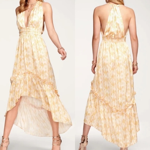 Ramy Brook Dresses & Skirts - Ramy Brook Printed Yellow Hilary Halter Midi Dress NEW WITH TAGS SIZE LARGE